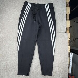 Vintage Adidas Sweatpants Womens Medium Black Tapered Zip Ankle Pull On Stretch